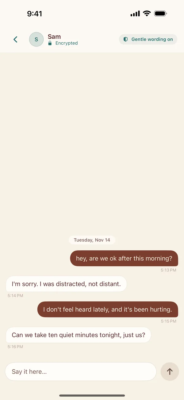 Talk, a private chat between partners